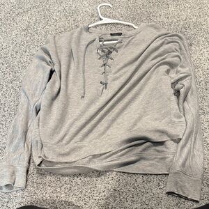 WHBM Gray Lace-Up Women's Top